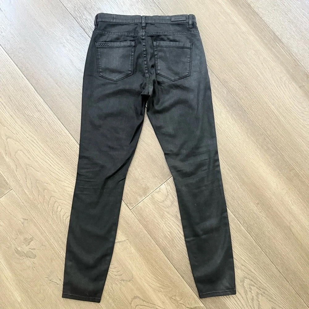 3 FOR $10 NWT Blank NYC Black Coated Denim Ripped Knees Skinny Jeans 27 - Picture 2 of 12